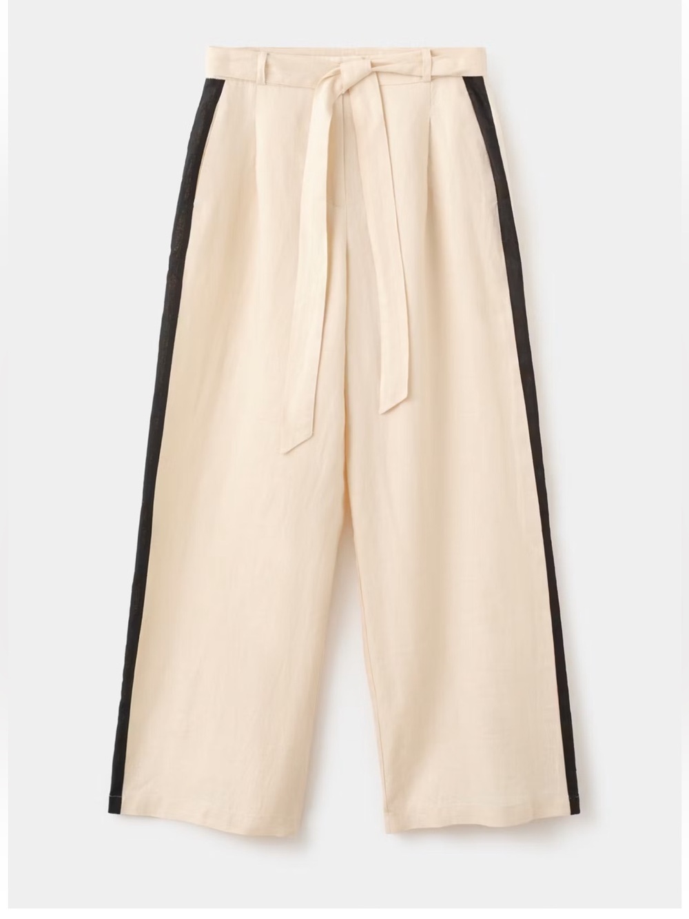 NWT | MANGO | BLACK STRIPE LINEN TROUSERS | SIZE 4